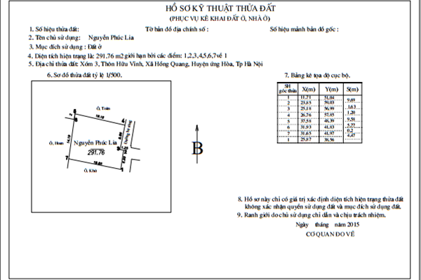 Hồ sơ tách thửa đất