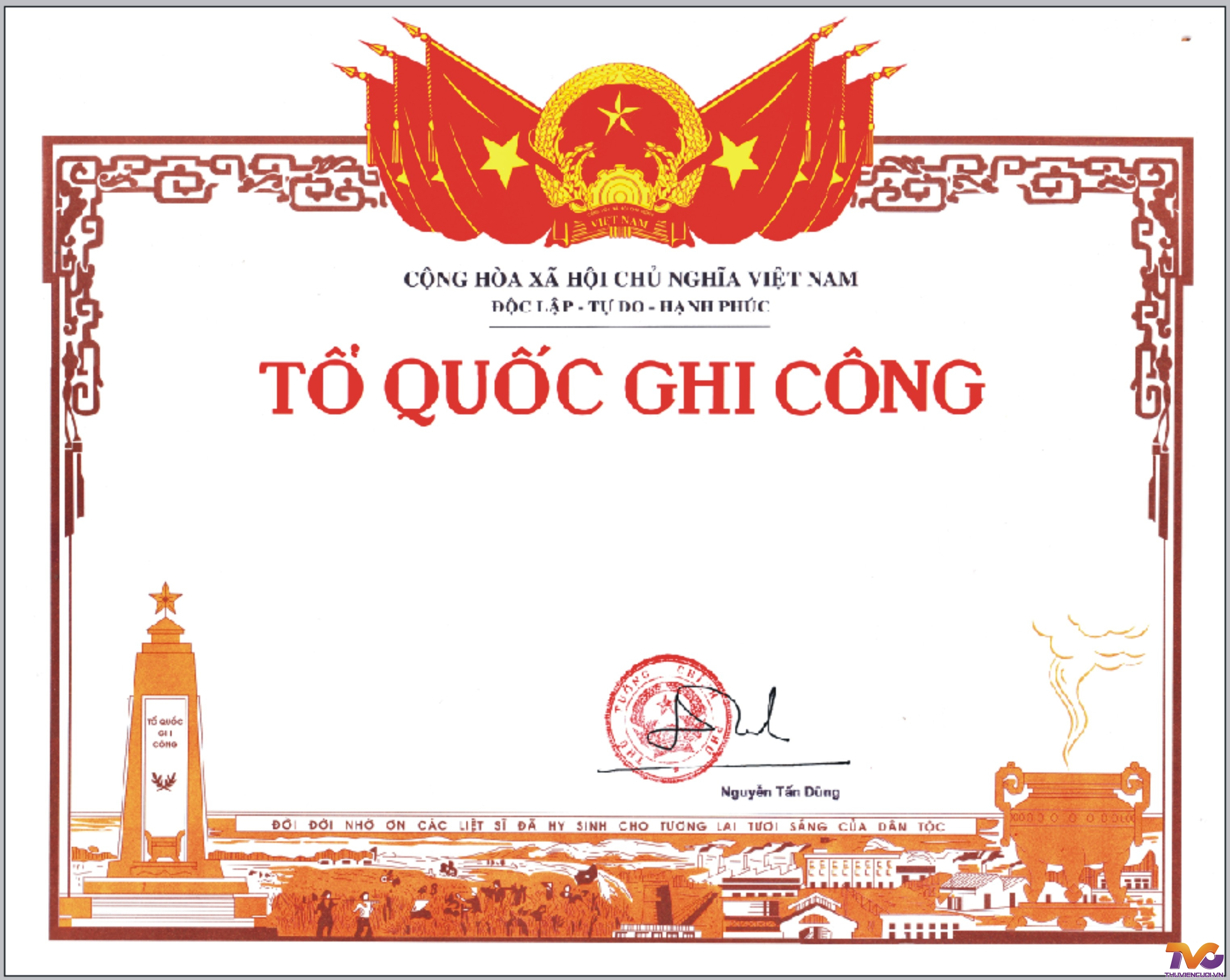 Thủ tục đổi hoặc cấp lại bằng Tổ quốc ghi công