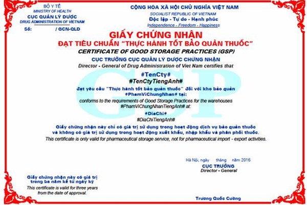 Cấp giấy chứng nhận thực hành tốt phân phối thuốc