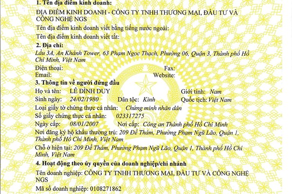 Đăng ký địa điểm kinh doanh với cơ quan thuế