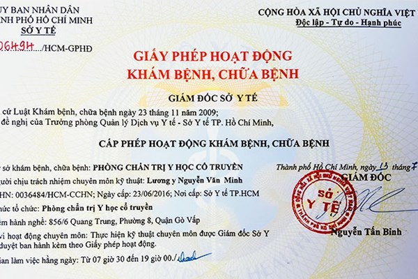 Hồ sơ cấp phép hoạt động phòng khám chuyên khoa