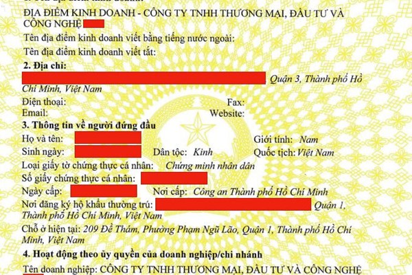 Quyết định thành lập địa điểm kinh doanh