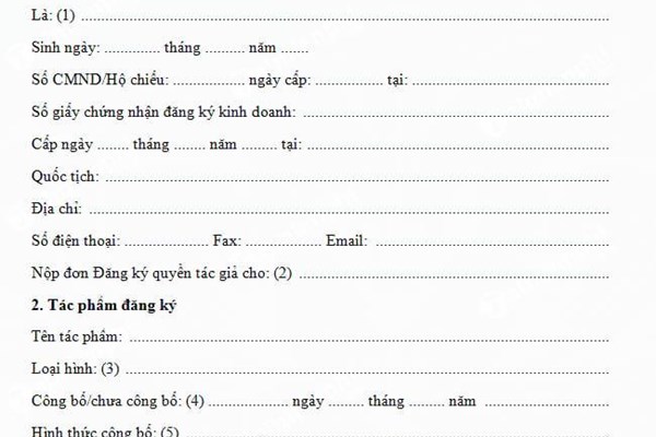 Hướng dẫn làm tờ khai đăng ký bản quyền tác giả